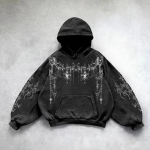 ZYLLO Retro Gooti Graafilise Tr&uuml;kiga Hip Hop Kapuutsiga Pusa Meestele Y2k Grunge Punk Vabaaja Lahtine Pullover Naiste T&auml;navamoe Dressipluus Kapuutsiga XXXL