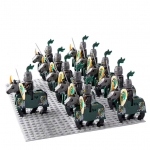 Keskaegsed R&uuml;&uuml;tlid Loss Ratsav&auml;gi Rohani S&otilde;durid Kaardiv&auml;gi Armee lotr Ratsanik Relvaga Soomus Kiiver Kilp ja Hobune Figuur Klotsid