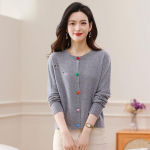 FENGXUN Women's 100% Pure Wool Cardigan Sweater FXLD781 4XL