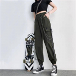 Naised Cargo P&uuml;ksid Mustad Joggerid K&otilde;rge v&ouml;&ouml;kohaga Harajuku Harem P&uuml;ksid Punk Goth Techwear Ketip&uuml;ksid Naiste Hip Hop XXXXXL must