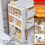 &Uuml;limalt kitsas 10 cm laiune ratastega hoiuriiul k&ouml;&ouml;ki, vannituppa, k&uuml;lmkapi vahesse ja elutuppa. P&otilde;randal seisav k&auml;ru.