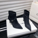 Naiste k&otilde;rged kontsad poolsaapad, terava ninaga seemisnahast kingad, talv 2025, trendid tikkp&uuml;ksid kontorijalatsid Elegantsed seksikad peokingad Botas Mujer 39 must