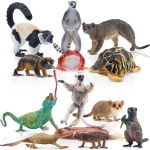 TOYMANY Madagaskari loomafiguur Realistlik metsloomadžungli looma mudel Populaarne s&uuml;nnip&auml;ev Uued vanuses 6+ 12-osaline komplekt, M&auml;nguasjad, Komplekt, M&auml;nguasi, Kingitus, gray
