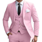 Elegantne m&uuml;ndiroheline 3-osaline meeste &uuml;likond Pruudismokingud &Auml;ri&uuml;likonnad Slim Fit Sissel&otilde;ikega rev&auml;&auml;riga pintsak, vest, p&uuml;ksid Pulmapeoks, ballile 3XL roosa