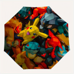 1 tk Pokemoni tegelased Pikachu Automaatselt avanev/sulguv vihmavari Tugev rauast raam, Kompaktne reisivihmavari - T&auml;iuslik kingitus naistele, meestele, a0829123