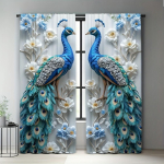 2 tk paabulinnu ja lillemustriga kardinat varda taskuga &ndash; Elegantne elutuppa, magamistuppa, k&ouml;&ouml;ki ja kontorisse 100*130 Grommet Top 1pcs