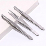 magrinta - Set of 3: Stainless Steel Eyebrow Tweezers (Various Designs) 8704 - Set of 3 Pcs - Silver
