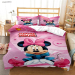 Mickey ja Minnie Hiir Multikas Aastaringselt Tekikott Tekk Voodipesu Komplekt Pehme Tekikate ja Padjap&uuml;&uuml;r &Uuml;he/Kahekohaline/Queen/King EU Single(135*200cm)3pcs
