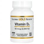 California Gold Nutrition, D3-vitamiin, 50 mcg (2000 R&Uuml;), 90 kalaželatiinist pehmet kapslit