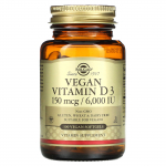 Solgar, vegantoode D3-vitamiin, 150 mcg/6000 IU, 100 taimset pehmet kapslit