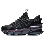 Li Ning Trendy Cushioning Slip Resistant Abrasion Resistant Coverage Low top Running Shoes Unisex Black Purple ARLR001-1 41.5