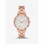Michael Kors MK6576 Sofie Kristall Kahev&auml;rviline Roostevabast Terasest Kronograaf Naiste Kell roosa kuldne v&auml;rv