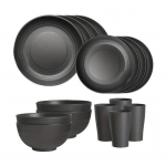 16 tk S&ouml;&ouml;giriistade komplekt Virnastatavad purunematud taldrikud, kausid ja tassid, BPA-vaba lauan&otilde;ud perele must