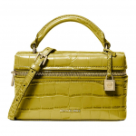 Michael Kors MK Jana Lock Dekoratiivne krokodillimustriga reljeefne nahast geomeetriline kandekott Mini naiste k&auml;ekotid Kollakasroheline 32F5GQ1C0E-APPLE Basic Set (Bag)