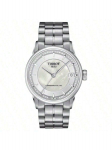 Tissot women's watch, featuring mechanical movement, stainless steel strap, and 30-meter water resistance. Model: T086.207.11.111.00 beež