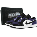 Jordan 1 Polsterdus, Kulumiskindel Madal Vintage Korvpallijalatsid Unisex Must Lilla 553558-132(Team349--) 35.5