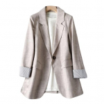 Naiste &uuml;likond, mantel, rev&auml;&auml;r, pikkade varrukatega, &uuml;he nupuga klapiga taskud &uuml;likonna jope pendelr&auml;nde stiilis triibulised k&auml;tised &auml;ririided XXL