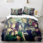 3D Prindiga Fairy Tail Anime Natsu Voodipesukomplekt Tekikott Voodikomplekt Tekikott Padjap&uuml;&uuml;r Tekk king Queen Suurus Poisid T&auml;iskasvanud 140x200cm 3pcs gray