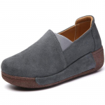 Naised Ema Naised ehtsast nahast kingad Platvorm Flats Loafers Slip On Korean Plus Size 41 42 Vulkaniseeritud kingad 35 hall v&auml;rv
