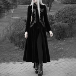 Moodne naiste pikkade varrukatega keskaegne keebimantel gooti stiilis Steampunk viktoriaanlik trepimantel T&otilde;mblukuga sametjakk L