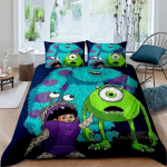 3-osaline Monsters, Inc. Voodipesukomplekt, 3D-prinditud multifilmimustriga tekikotikomplekt, sisaldab padjap&uuml;&uuml;re, t&auml;idis ei kuulu komplekti. 135X200cm