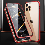 360&deg; t&auml;ielik kaitse metallist magnetiline telefoni&uuml;mbris iPhone 16 Pro Max 14 13 12 11 15 Pro Max X XS XR Plus jaoks, kahepoolne klaasist kate For IPhone15Plus white