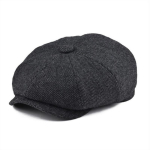 Uus Vintage Villane Tweed Tumesinine Kalasabamuster Newsboy M&uuml;ts unisex 8-paneeliline stiil Lamedad m&uuml;tsid Naiste Juhtimism&uuml;ts Baret Shelby m&uuml;ts 56-62CM gray
