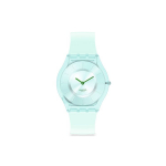 Swatch Skin Series Kvartsmehhanismiga Mint Green V&auml;rviga Blokeering Trendikas &Uuml;li&otilde;huke Kell 34mm Roheline Tihvt Eco-Friendly Materjalist Korpus Silikoonrihm SS08G100 Green