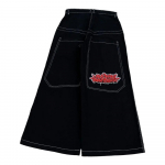 RogueWave Hip Hop Y2k Uus V&auml;rv Wexwear Tikitud L&otilde;dvad Teksap&uuml;ksid Streetwear Teksap&uuml;ksid Mehed Naised K&otilde;rge V&ouml;&ouml;koht Lai P&uuml;ks Harajuku Mustad P&uuml;ksid S