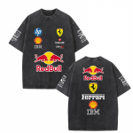 2026 Suvine F1 V&otilde;idus&otilde;idukost&uuml;&uuml;m Red Bull L&uuml;hikeste varrukatega Vintage Pesuga T-s&auml;rk &Uuml;mmarguse kaelusega T-s&auml;rk S must