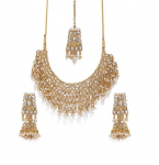 Kullatoonis Kundan & Pearls Bridal Choker kaelakee komplekt naistele Onesize