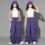 5-14a lastele Hip Hop Joggers P&uuml;ksid K&otilde;rge v&ouml;&ouml;kohaga Vintage vabaaja t&auml;navar&otilde;ivad kottis p&uuml;ksid T&uuml;drukutele p&uuml;ksid Teismeliste sirged p&uuml;ksid 110