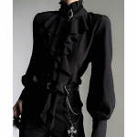 Tume Jaapani Viktoriaanlik Vintage Gooti Pluus Must Laterna Varrukas Volangidega S&auml;rk Harajuku Y2K Punk T&auml;nava R&otilde;ivad Cosplay S