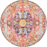 &Uuml;mmargune boheemlaslik lilleline vaip - erkkollane kesklill geomeetriliste motiividega, roosa/sinine tribal-vaip elutuppa, kaunistus 120cmx120cm gray