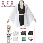 Anime Kanroji Mitsuri Cosplay kost&uuml;&uuml;m Kimono Haori Kleit Parukas Riided Halloweeni kost&uuml;&uuml;m t&auml;iskasvanud lastele Kids 130 black