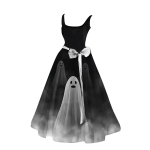 Naiste &Uuml;legabariidiline Halloweeni Prindiga Maksikleit - Kaelaava Varrukateta Vabaaja Pikk Kleit Peokandmiseks XXXL black