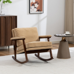 Kesk-Modernistlik Aktsenttool, Kiiktool Puidust Raamiga, Polsterdatud Elutoatool, Lugemistool Magamistoa ja Veranda jaoks. 83 x 73 x 80 cm helepruun v&auml;rv