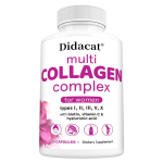 Multi-kollageeni kompleks naistele, t&uuml;&uuml;bid I II III V X, biotiini, C-vitamiini ja h&uuml;aluroonhappega, 120 kapslit 120 Capsules