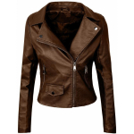 Y2k Naiste Kunstnahast Must Mootorratturi Biker Jakk Aviator Jakk Uus L&uuml;hike Talvine S&uuml;gis Punk Vintage Naiselik Jaqueta Couro M pruun