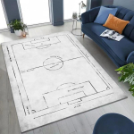 Must-valge 3D jalgpalliv&auml;ljaku vaip - suur libisemiskindel m&auml;ngumatt lastele, jalgpalli sisekujundus elutuppa, magamistuppa, koju ja esikusse 120x160cm