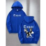 Tupac 2Pac Huppar Mehed Naised Dressipluus Tr&uuml;kiga Unisex Streetwear Hip Hop Stiil S&uuml;gis Talv Mood Hip Hop Topid R&otilde;ivad Meessoost 5XL blue