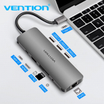 Vention Thunderbolt 3 doki USB-jaotur C-t&uuml;&uuml;pi HDMI USB3.0 RJ45-adapter MacBookile Samsung Dex S10/S9/S8 Huawei USB-C muundur 9 in 1 hall v&auml;rv