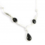 Les Tr&eacute;sors De Lily [H3472] - Collier Argent 'D&eacute;esse Noir de Jais' noir argent&eacute; (rhodi&eacute;) - 30x5 mm must