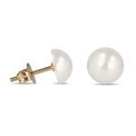 Les Tr&eacute;sors De Lily [N7244] - Boucles plaqu&eacute; Or 'Perla' ivoire - 6 mm valge