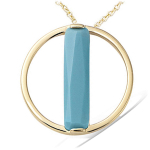 Les Tr&eacute;sors De Lily [P8017] - Pendentif Plaqu&eacute; Or 'Boho' turquoise dor&eacute; - 20 mm t&uuml;rkiissinine