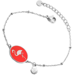 Les Tr&eacute;sors De Lily [Q2494] - Bracelet cr&eacute;ateur Acier 'Flamant Rose' orange corail argent&eacute; - 15x12 mm oranž