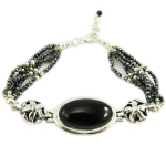 Les Tr&eacute;sors De Lily [Q5694] - Bracelet Argent artisanal 'Heaven' noir gris argent&eacute; - 27x16 mm must