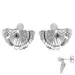 Les Tr&eacute;sors De Lily [Q7135] - Boucles d'oreilles Argent 'Ginkgo Biloba' argent rhodi&eacute; - 20x14 mm h&otilde;be