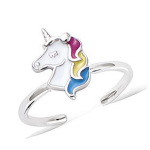 Les Tr&eacute;sors De Lily [Q8231] - Laste h&otilde;bedane s&otilde;rmus 'Licorne My Unicorn' roosa sinine h&otilde;be (roodiumiga kaetud) - 9x8 mm mitmev&auml;rviline