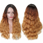 MISS WIG Ilus pikalaineline parukas, must pruun roosa punase veini v&auml;rvi s&uuml;nteetilisest kiust parukas naistele 9058